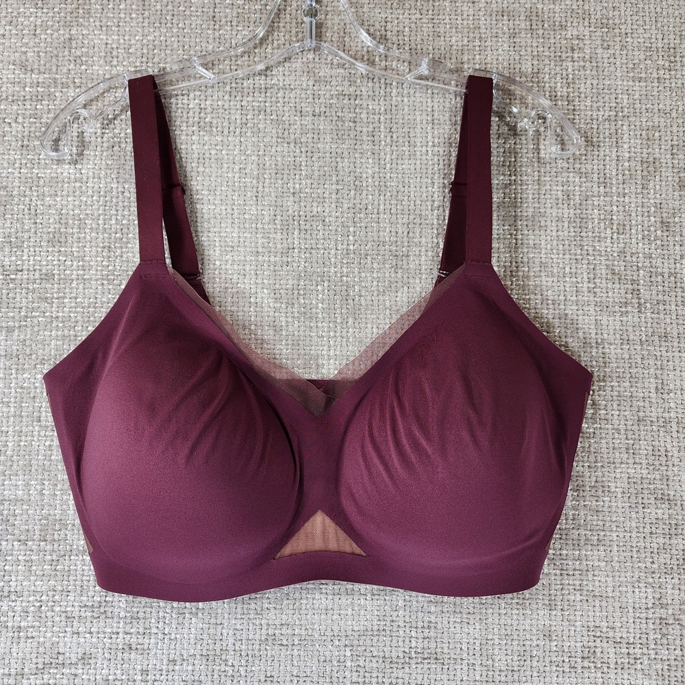 HoneyLove Crossover Bra Womens M++ (approx 36F-G) Burgundy Wireless Padded